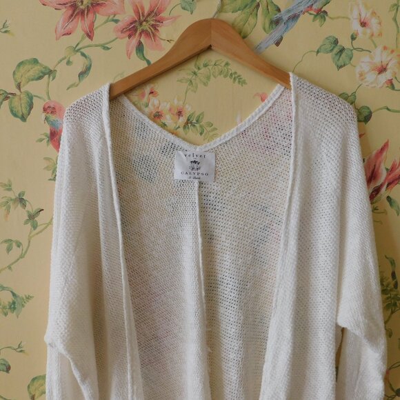 🦔🐾 Anthropologie St Barth Oversized Slouchy Breezy White Cardi🦔🐾 - Picture 8 of 15